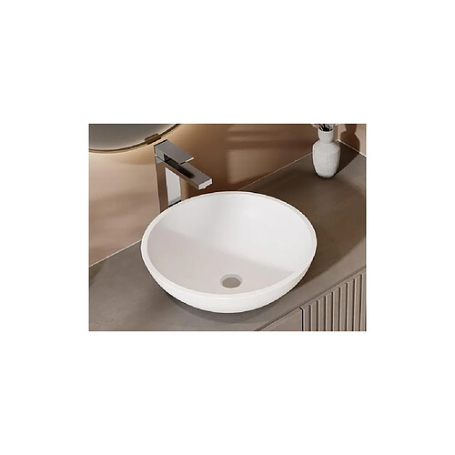 Vente-Unique Vasque de salle de bain ronde en solid surface - 40 cm - Blanc - IMJA