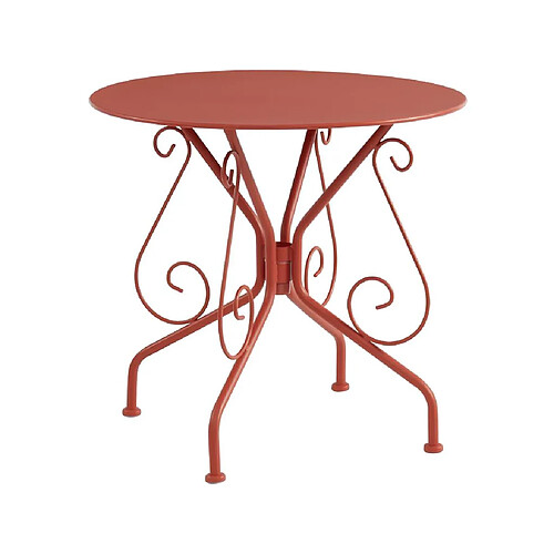 Vente-Unique Table de jardin D.80 cm en métal façon fer forgé - Terracotta - GUERMANTES de MYLIA