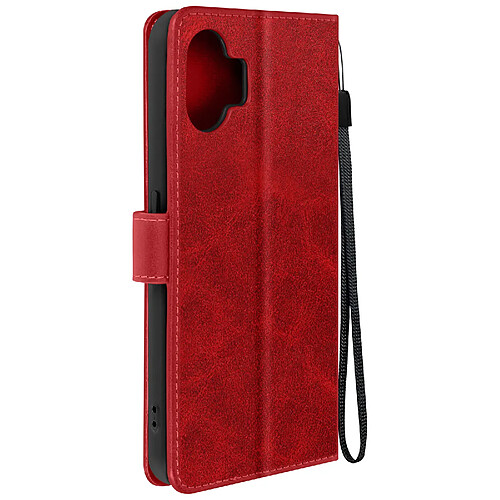 Avizar Étui pour Nothing Phone 2 Dragonne Clapet Support Portefeuille Rouge