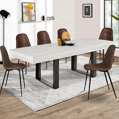 Idmarket Table à manger extensible rectangle PHOENIX 6-10 personnes bois gris 160-200