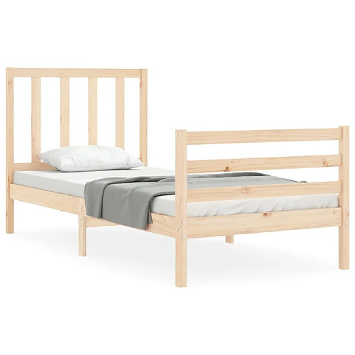 Maison Chic Cadre/structure de lit avec tête de lit pour adulte - Lit Moderne Chambre simple bois massif -MN95654