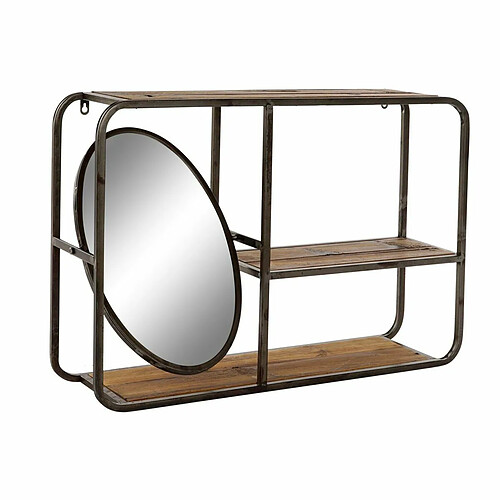 Étagère DKD Home Decor Noir Brun foncé Bois Métal Miroir 73 x 19 x 50 cm