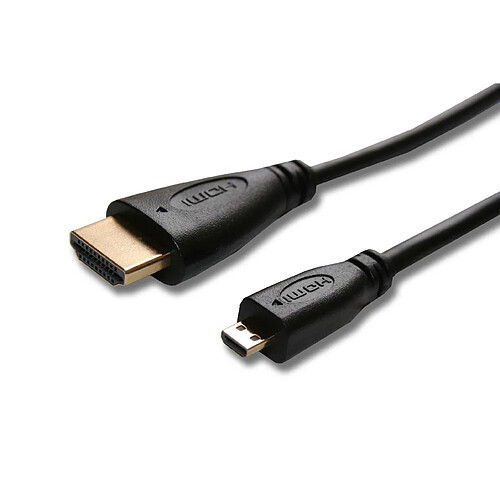 Vhbw Câble HDMI 1,8 m, Micro-HDMI, 19 broches, branchement HDMI A sur un branchement HDMI D avec fonction ethernet - Pour appareil photo, smartphone, Tv...