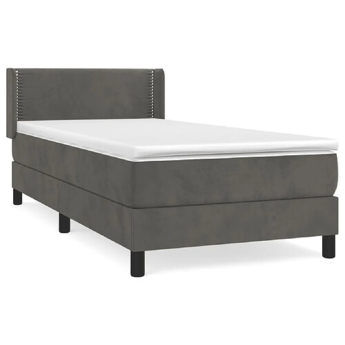 Maison Chic Structures de lit + matelas,Lit à sommier tapissier avec matelas Gris foncé 100x200 cm -MN53633