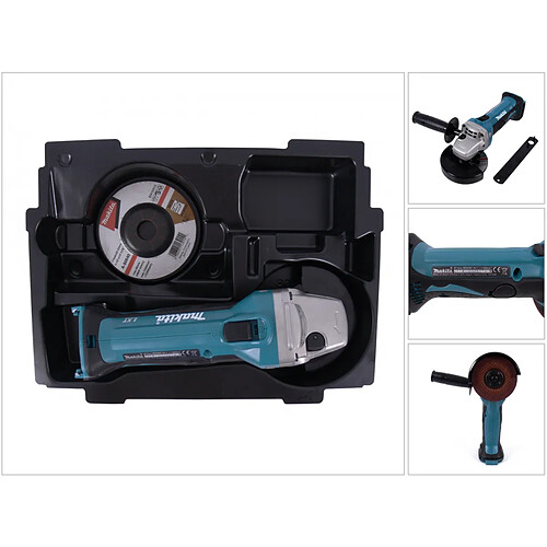 Makita DGA 452 ZE Meuleuse d'angle sans fil 18V, 115mm, Solo + 1x Insert assorti pour Makpac ( 837632-8 ) - sans batterie, sans chargeur