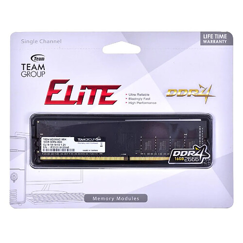 Team Group ELITE TED416G2666C1901 module de mémoire 16 Go 1 x 16 Go DDR4 2666 MHz