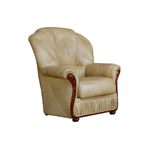 Vente-Unique Fauteuil 100% cuir de buffle beige DAPHNE