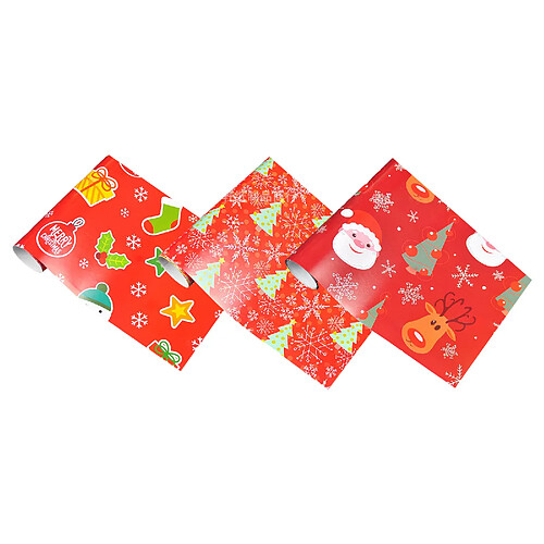 Lot de 3 papiers d'emballage de Noël recyclables