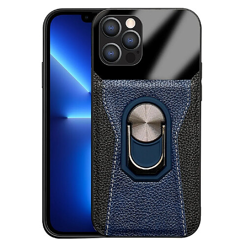 Coque en TPU + PU texture litchi avec béquille pour votre iPhone 13 Pro 6.1 pouces - bleu