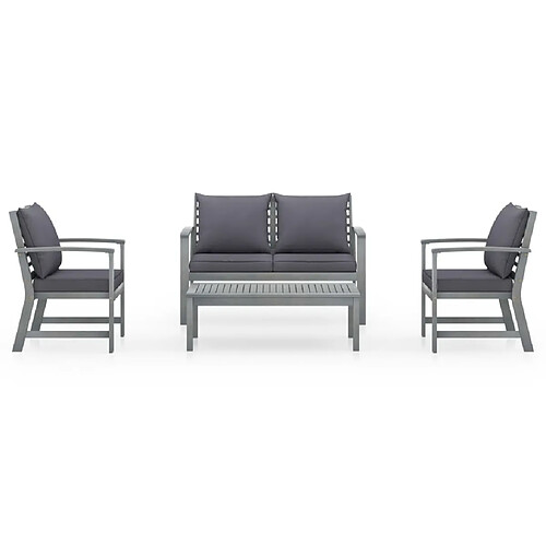 Maison Chic Salon de jardin 4 pcs + coussins - Mobilier/Meubles de jardin - Table et chaises d'extérieur Bois d'acacia solide -MN45738