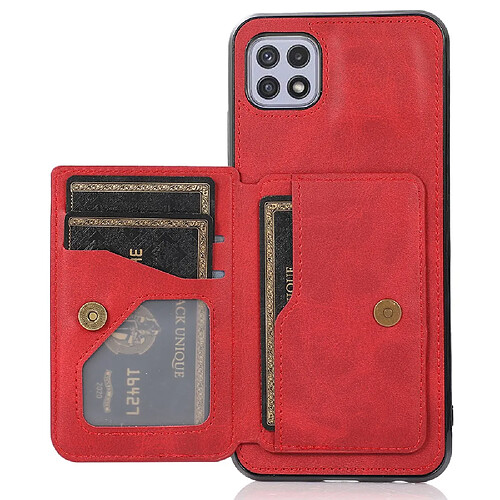 Coque en TPU + PU avec béquille et porte-cartes rouge pour votre Samsung Galaxy A22 5G (EU Version)