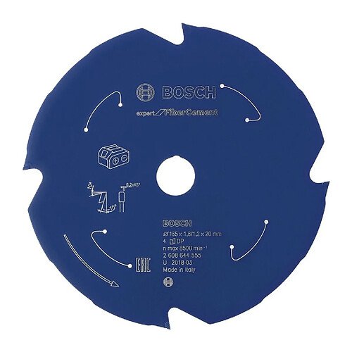 Lame pour scie circulaire D. ext. 165 mm nombre de dents 4 TCG perçage 20 mm l. de coupe 1,8 mm HM BOSCH