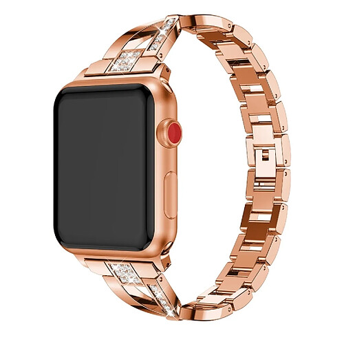 Wewoo Bracelet acier inoxydable Apple Watch - Rose Or