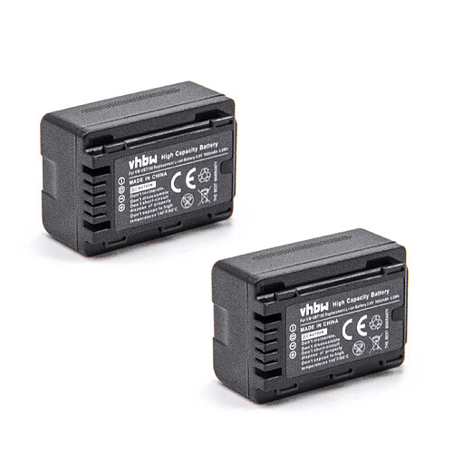 vhbw 2x Li-Ion batterie 1600mAh puce d'information pour appareil photo DSLR Panasonic HC-V210GK, HC-V210M, HC-V210MGK, HC-V270, HC-V520, HC-V520GK