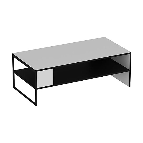 Helloshop26 Table basse rectangulaire avec espace de rangement 42 x 120 x 60 cm noir / blanc 03_0008482