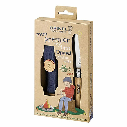 Coffret Mon premier Opinel hêtre naturel avec son étui.