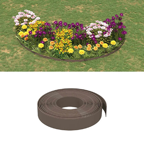 vidaXL Bordures de jardin 2 pcs marron 10 m 10 cm polyéthylène