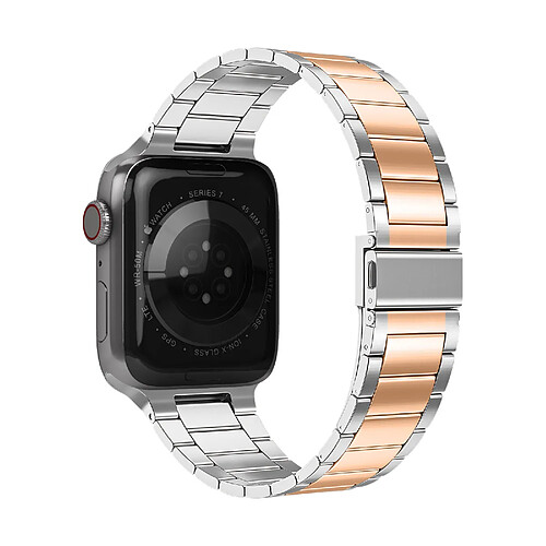 Avizar Bracelet pour Apple Watch 41mm / 40mm / 38 mm Maillons Acier Argent / Rose gold