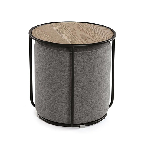 Table d'appoint Versa Gris 44 x 44 x 44 cm Pouf 2 Pièces