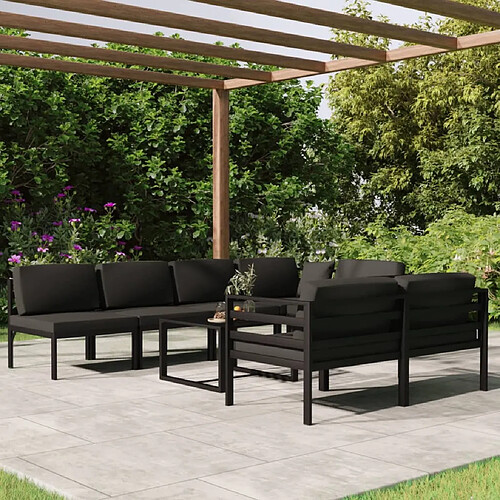 vidaXL Salon de jardin 8 pcs avec coussins Aluminium Anthracite