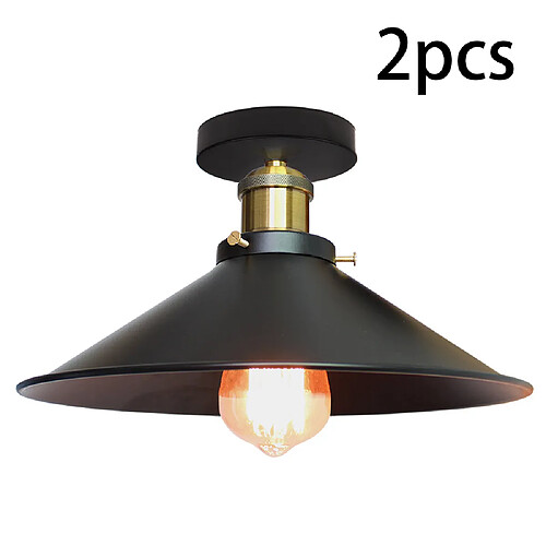 Stoex 2PCS 36cm Plafonnier Lustres Retro Industriel Design Luminaire Lampe de suspension Métal Noir E27 Pour Enfant Chambre Cuisine Salon Loft