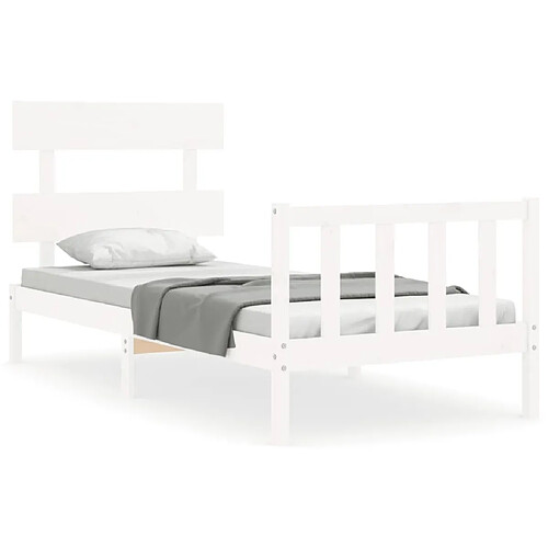 Maison Chic Cadre/structure de lit avec tête de lit pour adulte - Lit Moderne Chambre blanc simple bois massif -MN64977