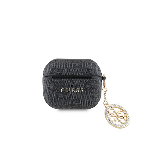 Guess Maroquinerie Guess Coque pour Airpods 3 4G Script avec Charm Scintillant Ornée de Strass Noir