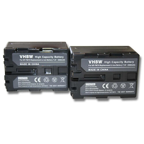 vhbw 2x batteries de rechange compatibles avec caméscopes Sony NP-QM51, NP-QM51D, NP-QM71, NP-QM71D, NP-QM91 (2000mAh, 7,2V, Li-Ion)