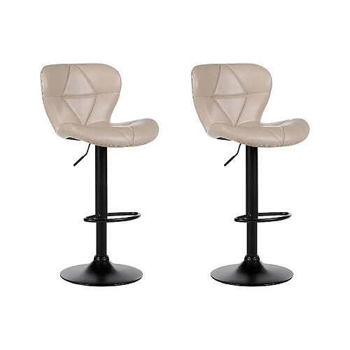 Beliani Tabouret de bar Set de 2 Cuir PU Beige clair VALETTA