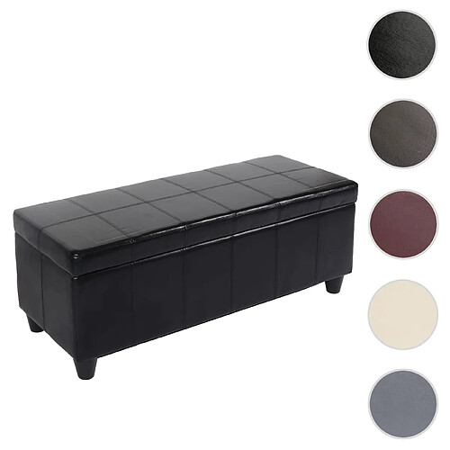 Mendler Banc coffre de rangement Kriens, cuir + simili cuir, 112x45x45cm ~ noir