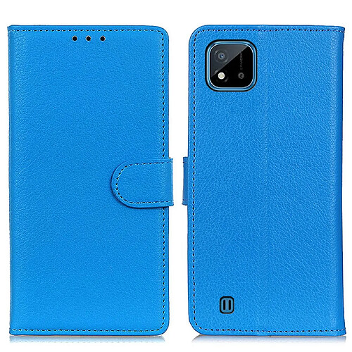 Etui en PU texture litchi, antichoc avec support, bleu pour votre Realme C20/C11 (2021)