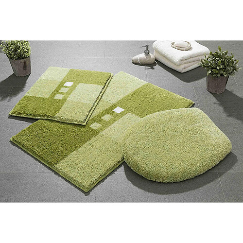 Linea Due MERKUR Tapis de Bain, Polyacrylique Supersoft, Vert, 40x50+50x80 cm