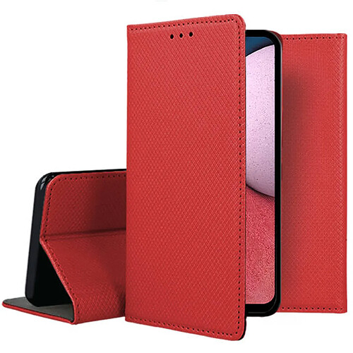 Htdmobiles Housse pour Samsung Galaxy A14 5G - etui coque pochette portefeuille + verre trempe - ROUGE MAGNET