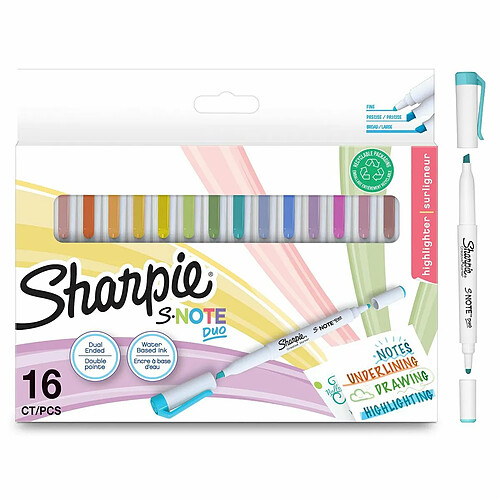 Ensemble de Marqueurs Sharpie S-Note Duo Double 16 Pièces