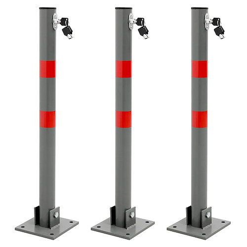 Ecd Germany 3x Barrière de parking rabattable poteau de stationnement borne de poste 68 cm