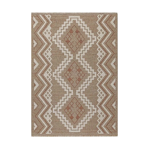 Jardindeco Tapis intérieur extérieur aspect jute terracotta Tijuana 9054 290 x 200 cm.