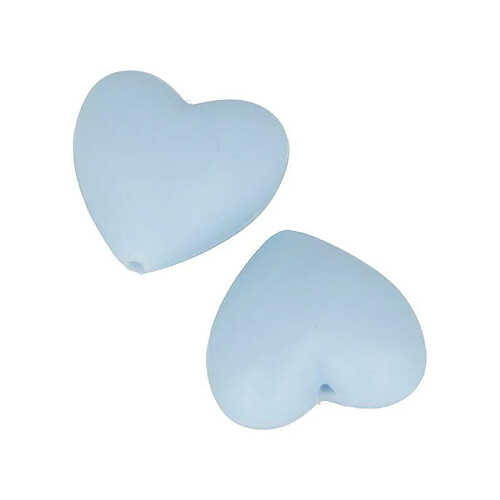 Artemio 2 perles silicone coeur - 29 x 19 x 12 mm - bleu pastel