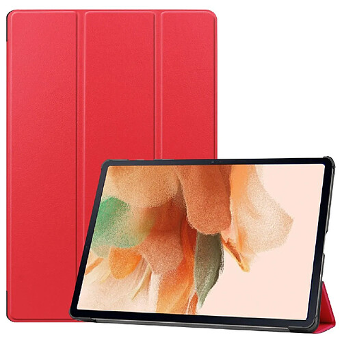 Etui en PU avec support tri-pliure rouge pour votre Samsung Galaxy Tab S7 FE SM-T730/SM-T736