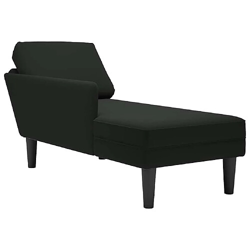 vidaXL Fauteuil long avec coussin et accoudoir droit noir velours