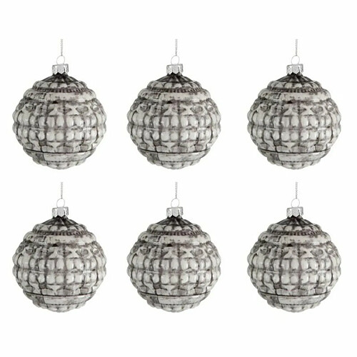 Paris Prix Lot de 6 Boules de Noël Carapa 8cm Gris