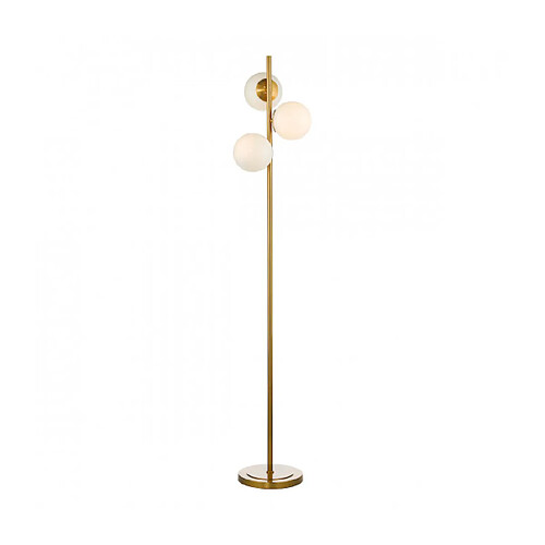 Luminaire Center Lampadaire Bombazine Verre opal,laiton massif naturel 3 ampoules 160cm