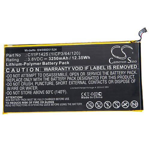 vhbw Batterie compatible avec Asus Z370KL 1B, Z370KL 1L tablette pad (3?250mAh, 3,8V, Li-polymère)