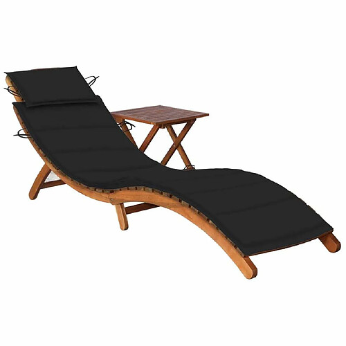 Maison Chic Chaise longue de jardin avec table et coussin | Bain de soleil Relax | Transat Bois d'acacia -GKD87312