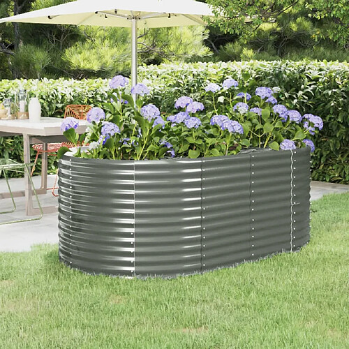 vidaXL Lit surélevé de jardin Acier enduit de poudre 175x100x68cm gris