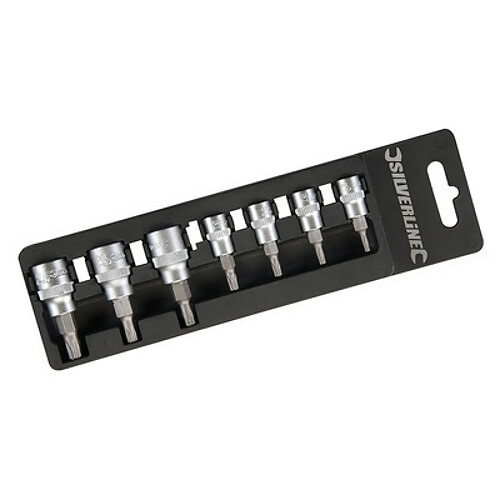 Silverline Jeu de 7 douilles à embouts Torx 1/4 et 3/8