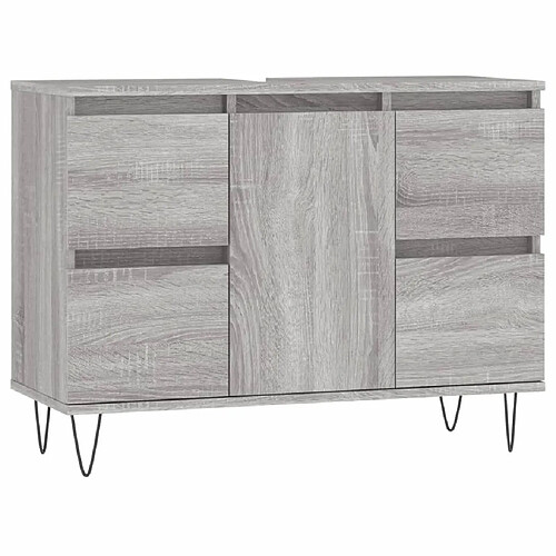 Maison Chic Armoire salle de bain,Meuble de rangement de salle de bain,Meuble haut sonoma gris 80x33x60 cm bois d'ingénierie -GKD134749