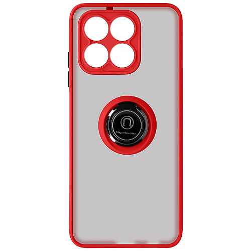 Avizar Coque pour Honor X8a bi-matière bague métallique support Vidéo Rouge