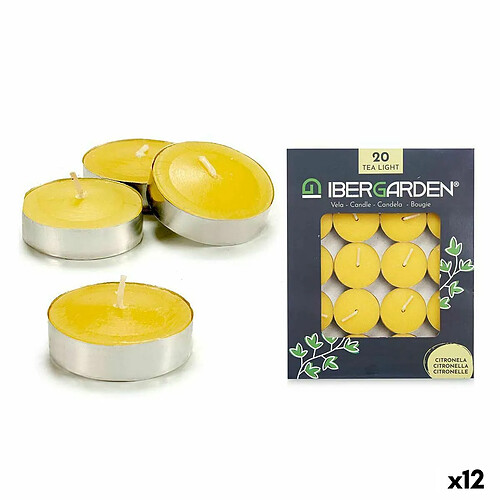 Ibergarden Ensemble de Bougies Citronnelle Jaune (12 Unités)