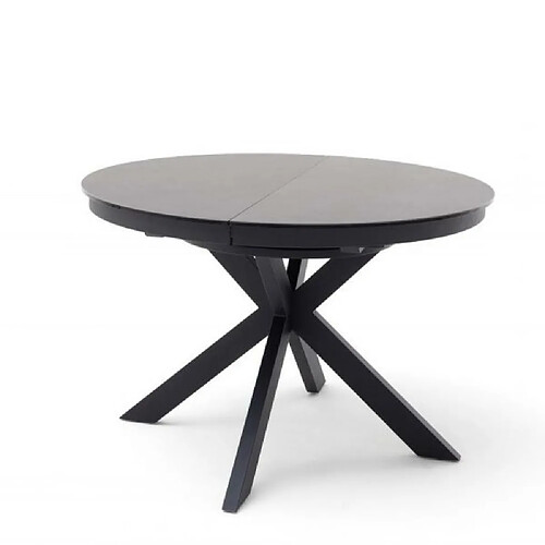 Inside 75 Table ronde extensible design WINNIE diamètre 120cm Gris céramique/Pieds Métal noir laqué mat