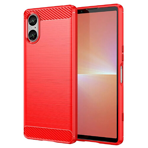 Htdmobiles Coque pour Sony Xperia 5 V - housse etui silicone gel carbone + film ecran - ROUGE